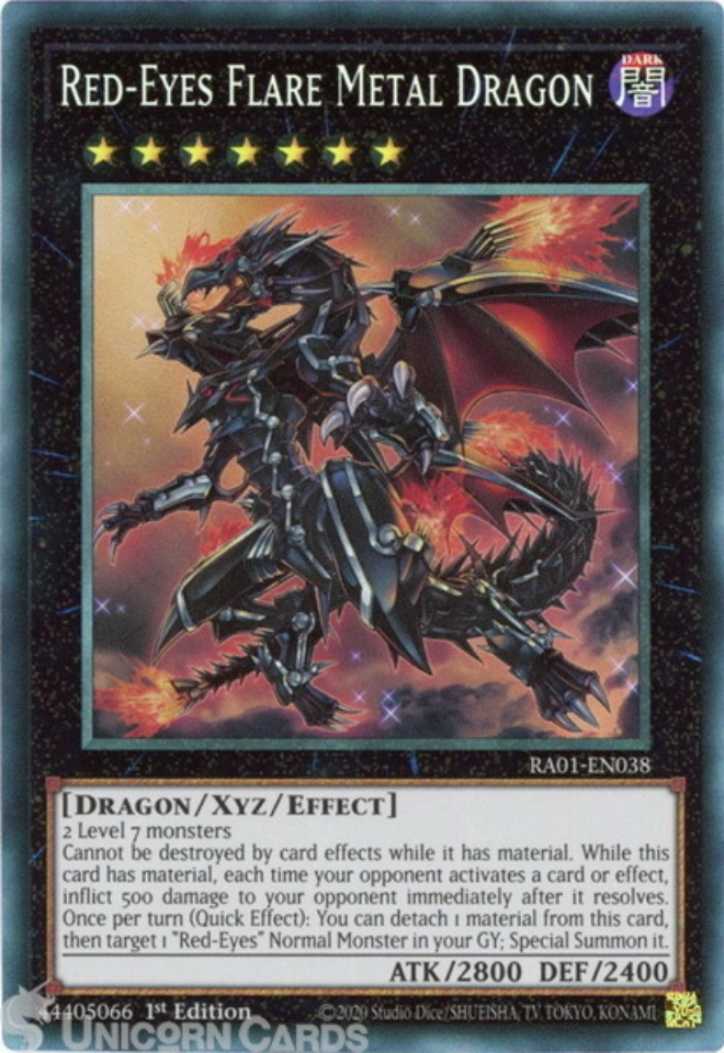 Ra01 En038 Red Eyes Flare Metal Dragon Collectors Rare 1st Edition Yugioh Card Unicorn 1082