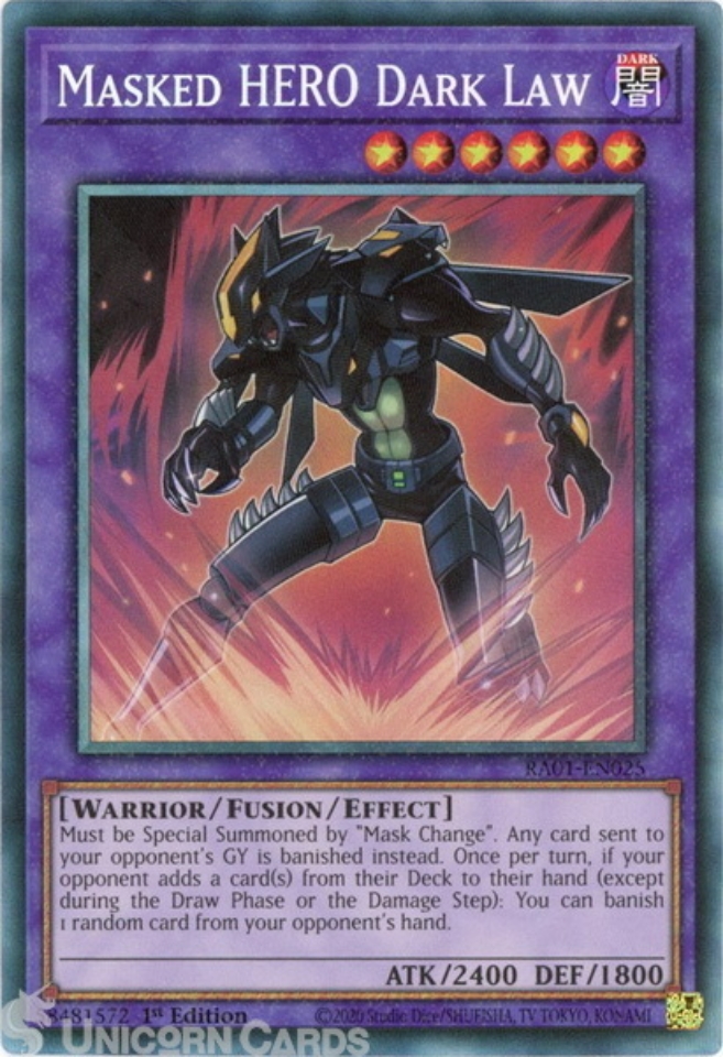 RA01-EN025 Masked HERO Dark Law :: Collector's Rare 1st Edition YuGiOh ...