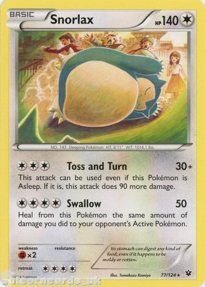 Snorlax 77/124 Fates Collide Rare Mint Pokemon Card:: Unicorn Cards -  YuGiOh!, Pokemon, Digimon and MTG TCG Cards for Players and Collectors.