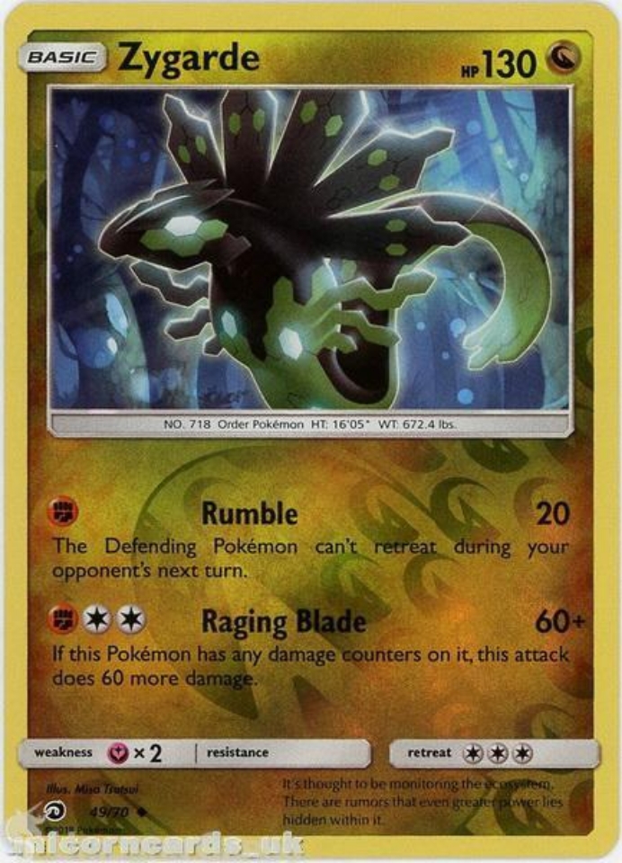 Zygarde 49/70 Dragon Majesty Reverse Holo Mint Pokemon Card Unicorn