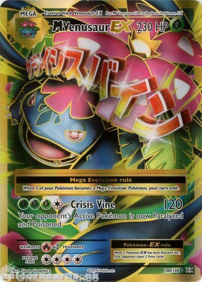 Mega Venusaur EX 100/108 :: Evolutions :: Rare Ultra Mint Pokemon Card ...