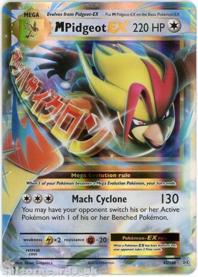 Mega Pidgeot EX 65/108 :: Evolutions :: Rare Holo EX Mint Pokemon Card::  Unicorn Cards - YuGiOh!, Pokemon, Digimon and MTG TCG Cards for Players and  Collectors.