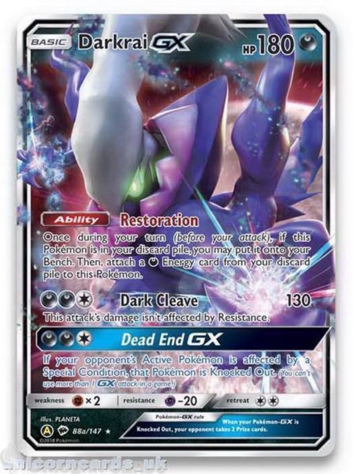 Darkrai GX 88a/147 Holofoil Mint Pokemon Card:: Unicorn Cards - YuGiOh!,  Pokemon, Digimon and MTG TCG Cards for Players and Collectors.