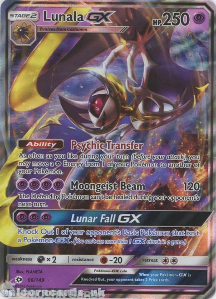 Lunala GX 66/149 Sun & Moon Ultra-Rare Rare Mint Pokemon Card:: Unicorn ...
