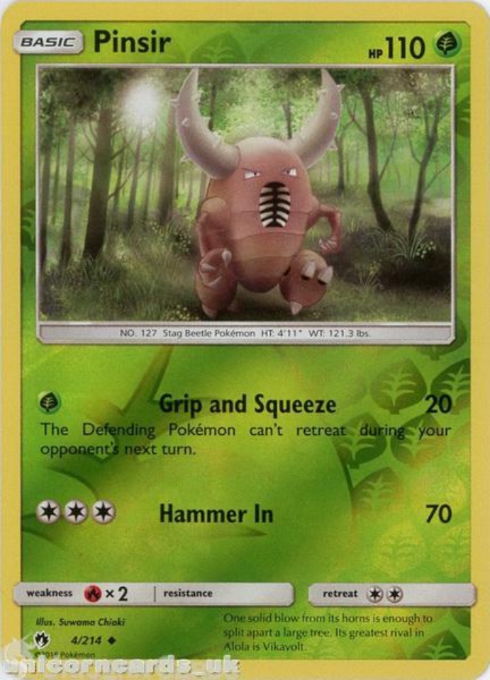Pinsir 4/214 Reverse Holo Lost Thunder Mint Pokemon Card