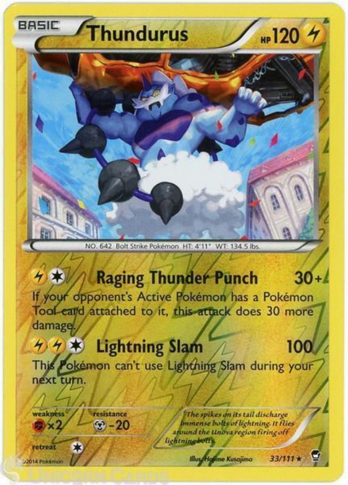 Furious Fists 33/111 Thundurus Reverse Holo Pokemon Card Unicorn