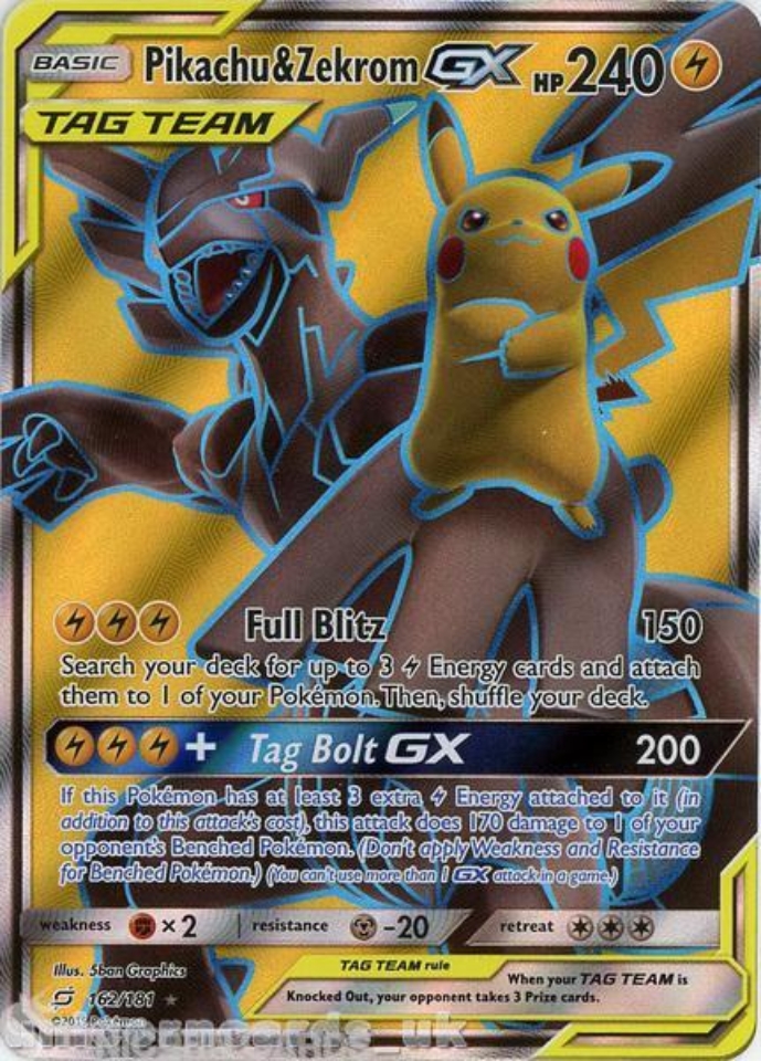 Pikachu & Zekrom Tag Team GX 162/181 Rare Ultra :: Team Up :: Mint