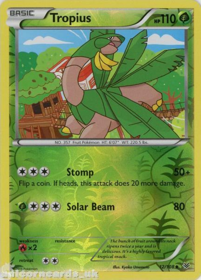 Tropius 12/108 Roaring Skies Reverse Holo Mint Pokemon Card Unicorn