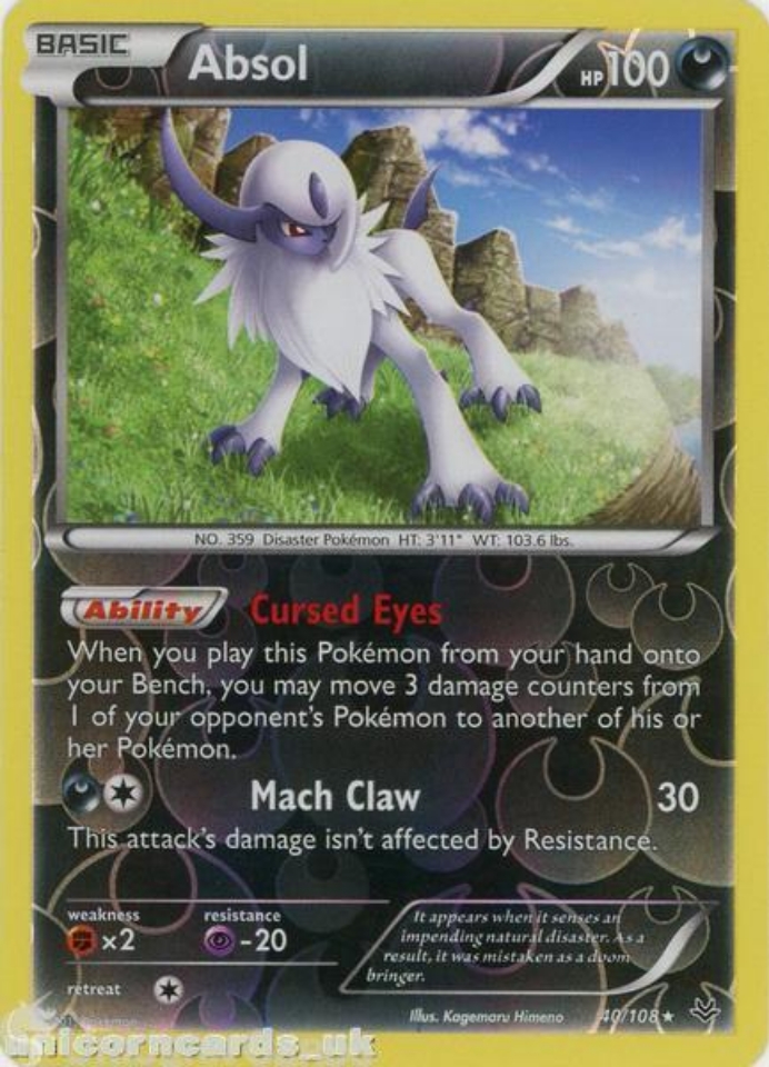 Absol 40/108 Roaring Skies Reverse Holo Mint Pokemon Card Unicorn