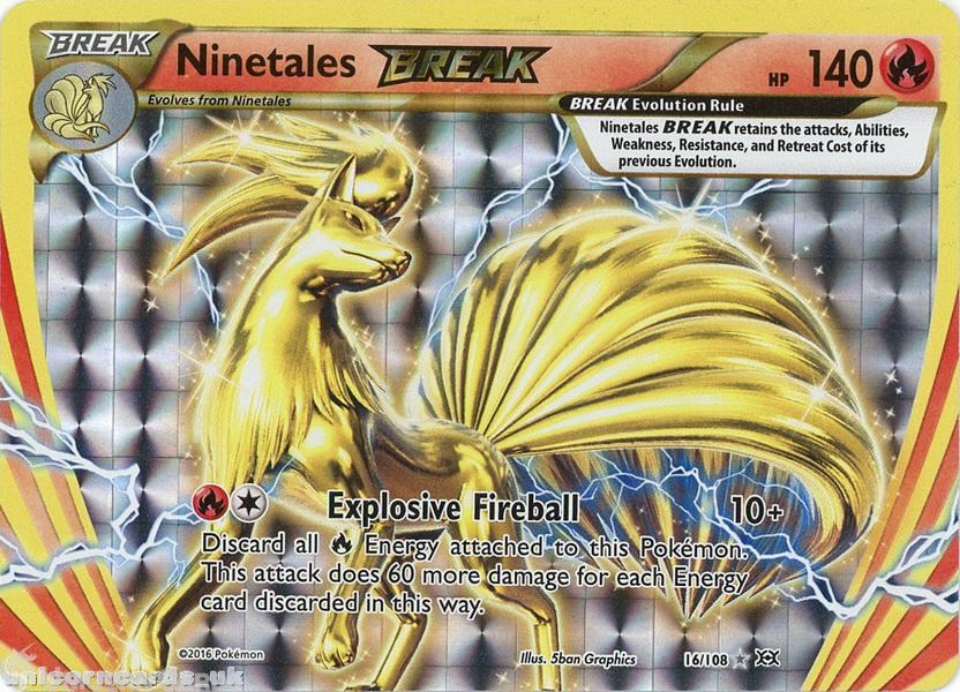 Ninetales BREAK 16/108 :: Evolutions :: Rare BREAK Mint Pokemon Card ...