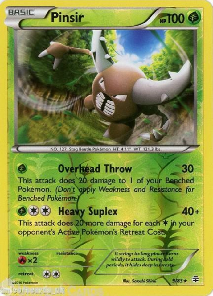 Generations 9/83 Pinsir Reverse Holo Mint Pokemon Card Unicorn Cards
