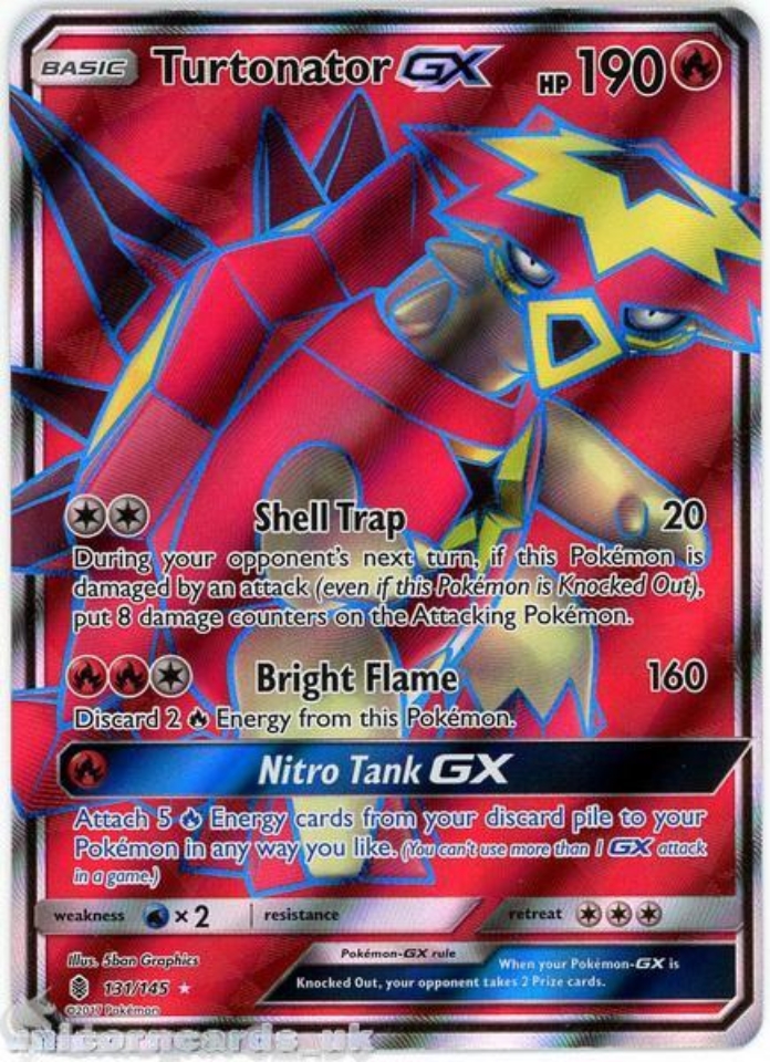 Turtonator GX 131/145 Guardians Rising Rare Ultra Mint Pokemon Card ...