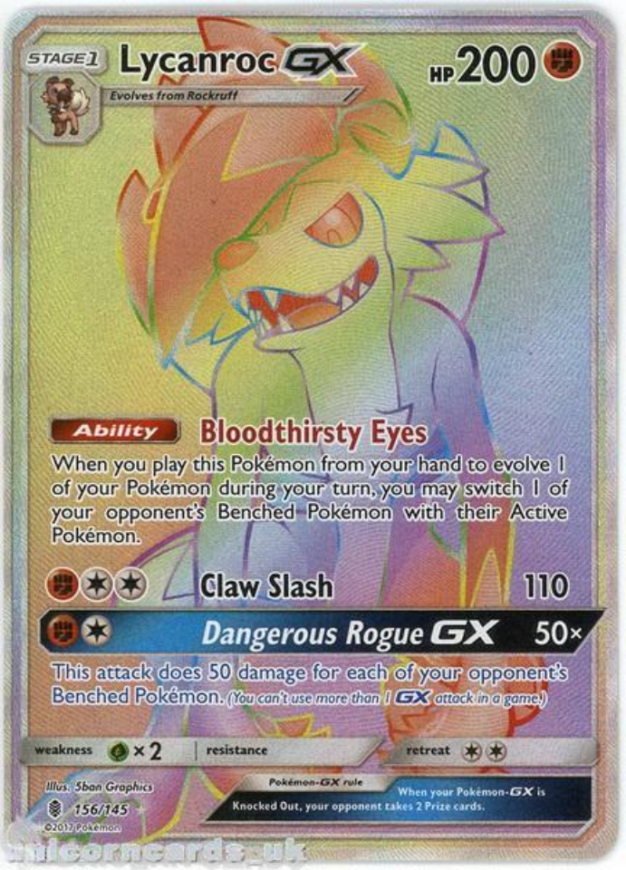 Lycanroc Gx 156145 Guardians Rising Rare Secret Mint Pokemon Card Unicorn Cards Yugioh 0635