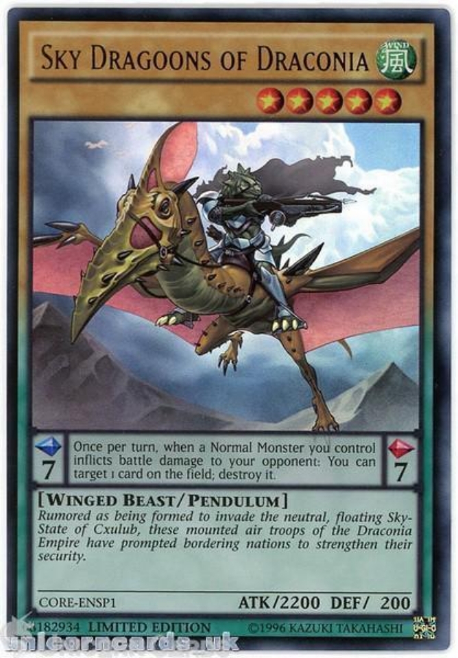 Yu-Gi-Oh! Sky Dragoons Of Draconia Card – CORE-ENSP1, Limited Edition Ultra Rare, Clash Of Rebellions
