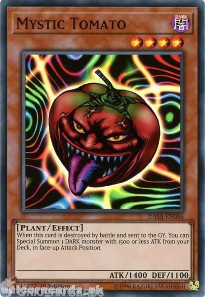 DASA-EN046 Mystic Tomato Super Rare 1st Edition Mint YuGiOh Card:: Unicorn  Cards - YuGiOh!, Pokemon, Digimon and MTG TCG Cards for Players and  Collectors.