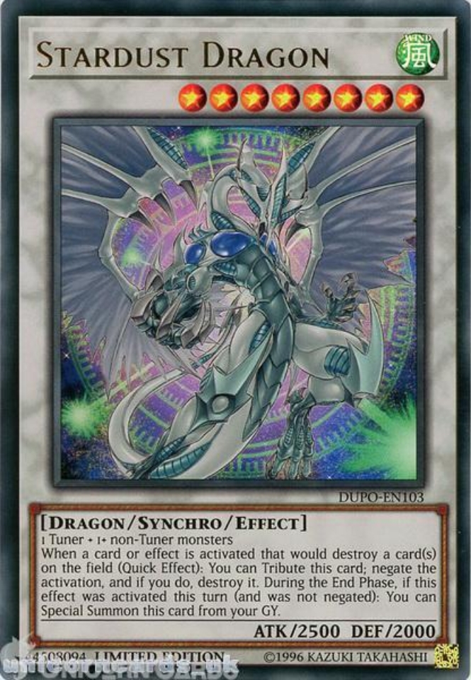 DUPO-EN103 Stardust Dragon Ultra Rare Limited Edition Mint YuGiOh Card ...