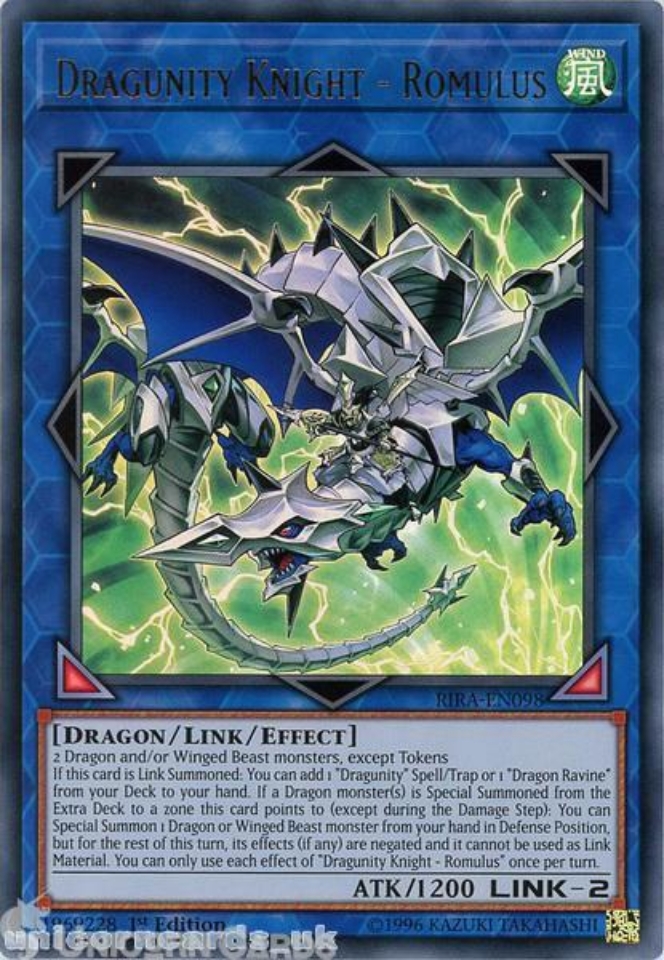 YU-GI-OH! Dragunity Knight - Romulus - Ultra Rare 1st Edition - Rising Rampage Trading Card - View #2