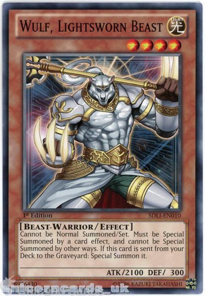 Yu-Gi-Oh! Wulf, Lightsworn Beast (SDLI-EN010) – 1st Edition Common Karte Aus Realm Of Light Structure Deck