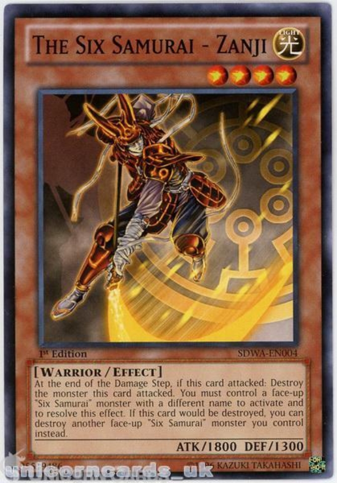 SDWA-EN004 The Six Samurai - Zanji 1st Edition Mint YuGiOh Card