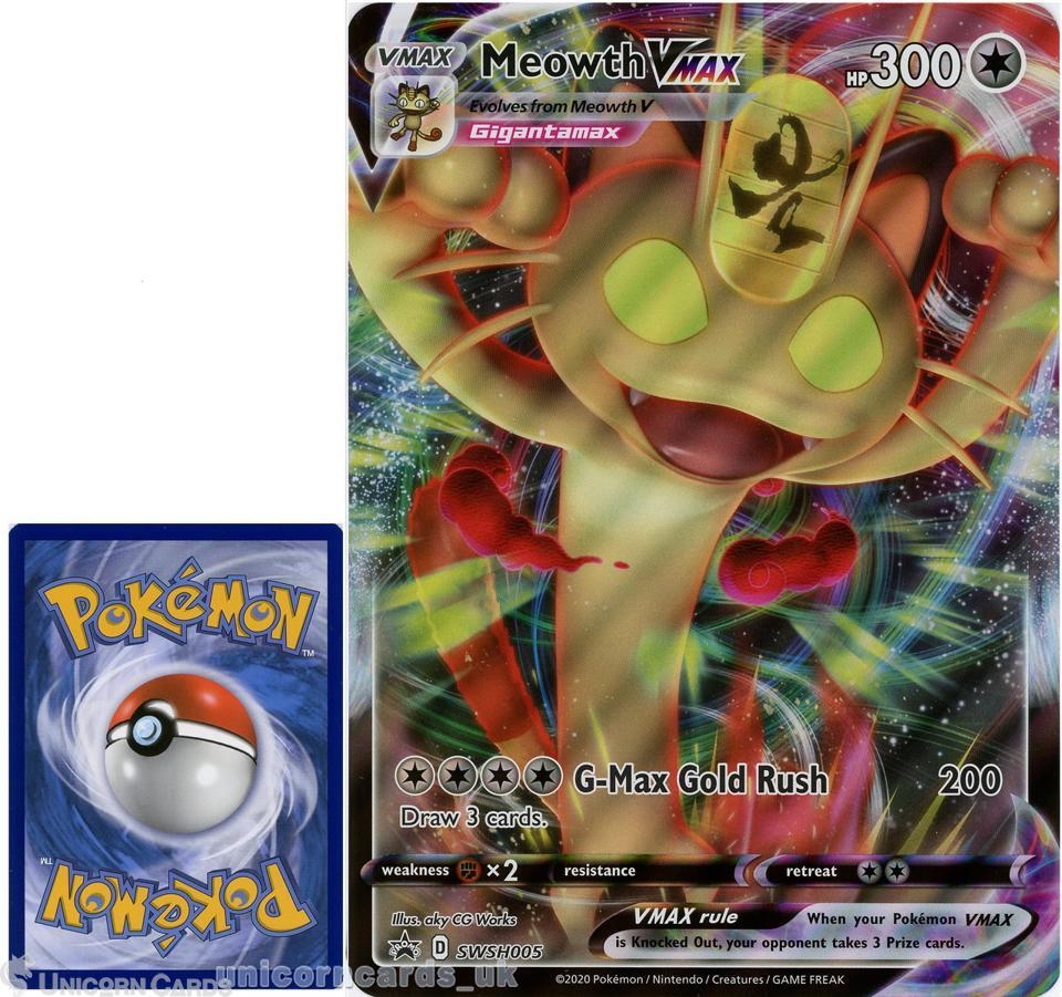 Meowth VMAX SWSH005 JUMBO OVERSIZED Black Star Promo Holo Mint