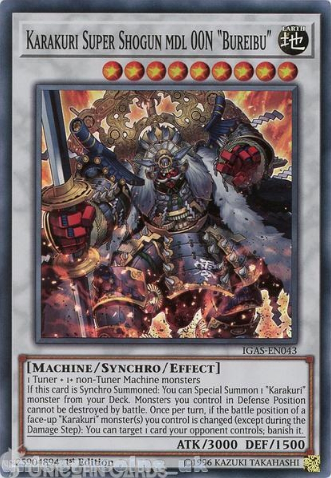 Yu-Gi-Oh! Karte – Karakuri Super Shogun MDL 00N Bureibu – Super Rare, Unlimited Edition