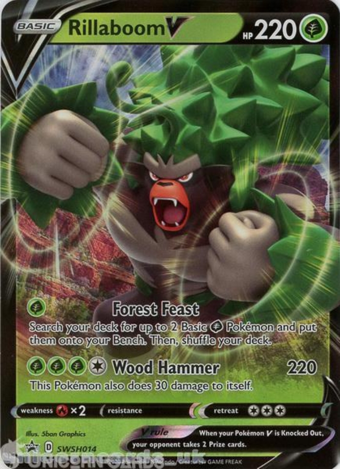 Rillaboom V SWSH014 Black Star Promo Holo Mint Pokemon Card:: Unicorn Cards  - YuGiOh!, Pokemon, Digimon and MTG TCG Cards for Players and Collectors.