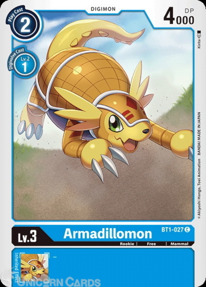 BT1-027 Armadillomon Common Mint Digimon Card:: Unicorn Cards - YuGiOh ...
