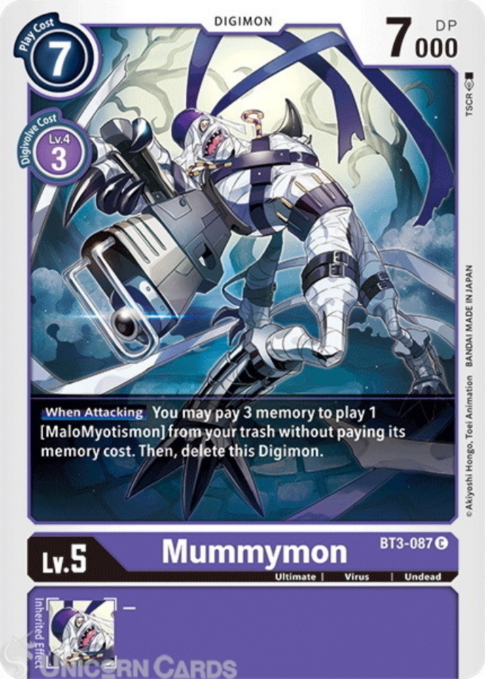 BT3-087 Mummymon Common Mint Digimon Card:: Unicorn Cards - YuGiOh ...