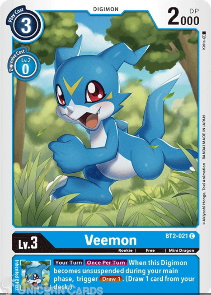 BT2-021 Veemon Common Mint Digimon Card:: Unicorn Cards - YuGiOh ...