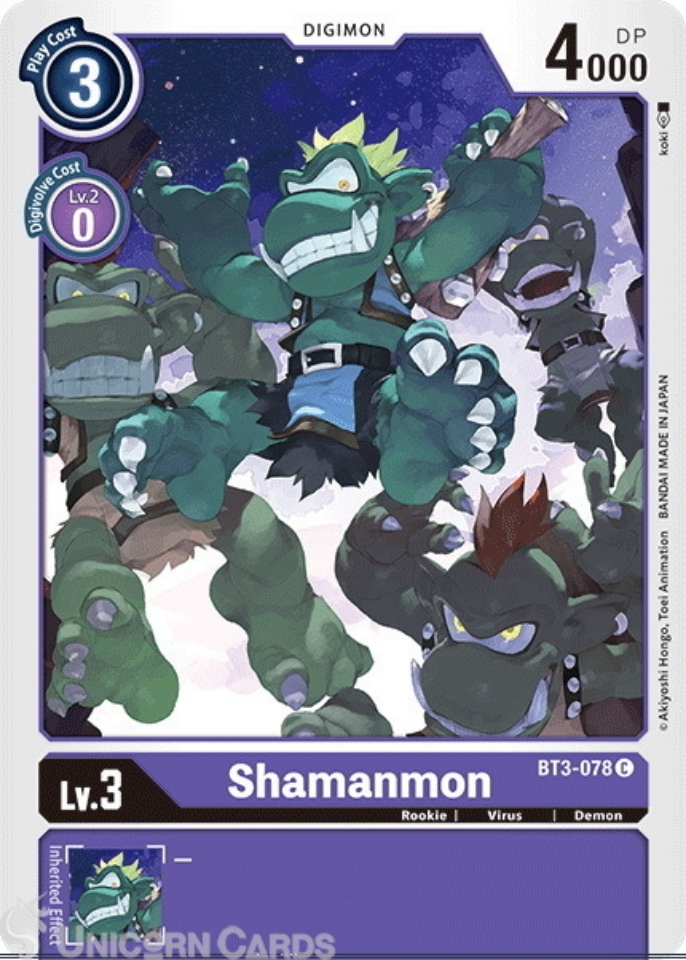 BT3-078 Shamanmon Common Mint Digimon Card:: Unicorn Cards - YuGiOh ...