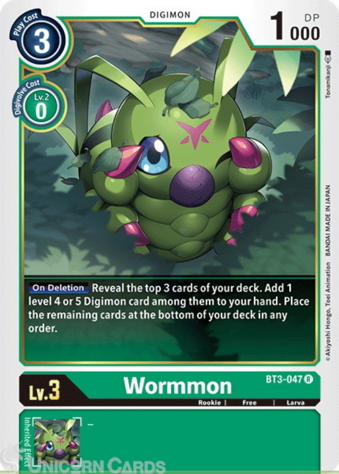BT3-047 Wormmon Rare Mint Digimon Card:: Unicorn Cards - YuGiOh ...