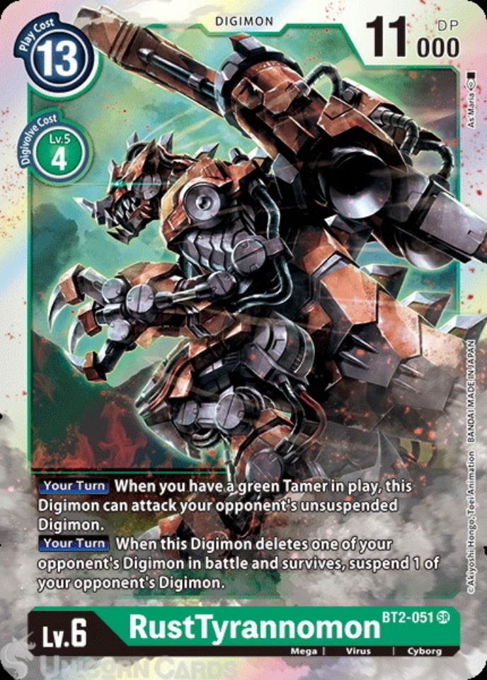 BT2-051 RustTyrannomon Super Rare Mint Digimon Card:: Unicorn Cards ...