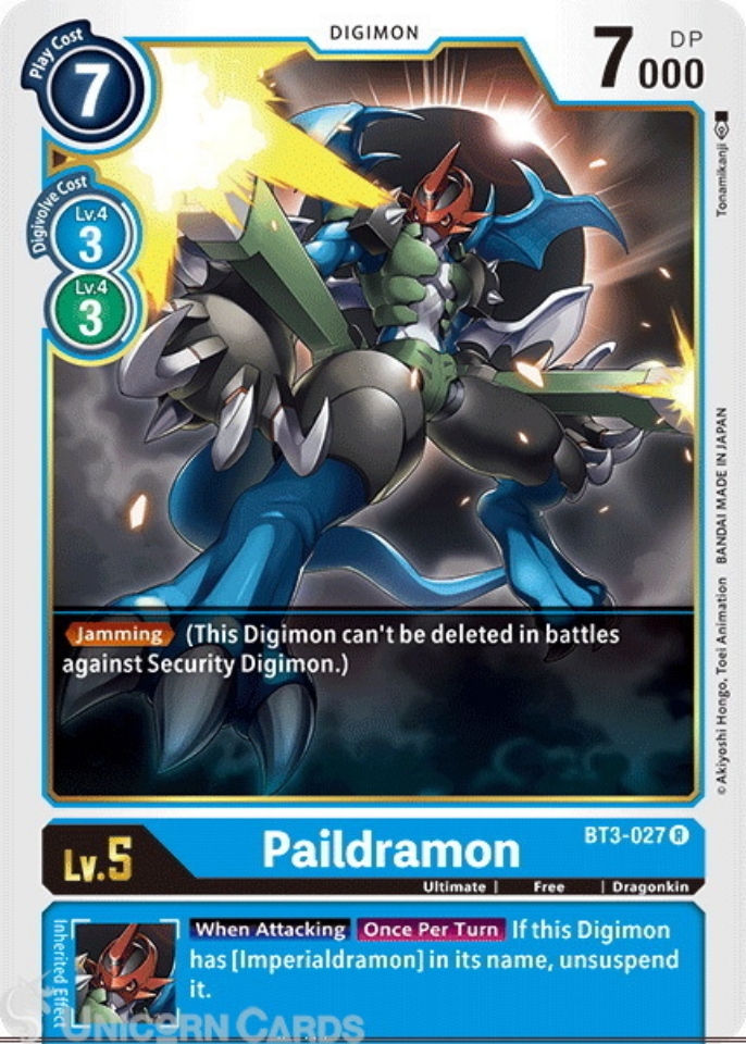 BT3-027 Paildramon Rare Mint Digimon Card:: Unicorn Cards - YuGiOh ...