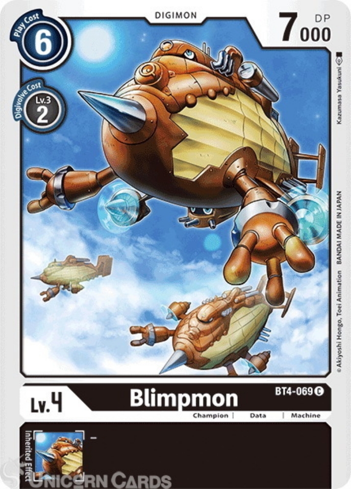 BT4-069 Blimpmon Common Mint Digimon Card:: Unicorn Cards - YuGiOh ...