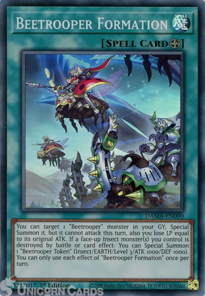 DAMA-EN090 Beetrooper Formation Super Rare 1st Edition Mint YuGiOh Card::  Unicorn Cards - YuGiOh!, Pokemon, Digimon and MTG TCG Cards for Players and  Collectors.