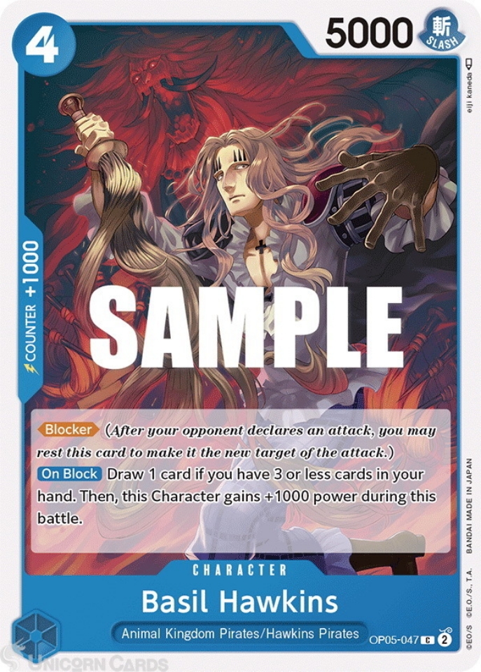 OP05047 Basil Hawkins Common One Piece TCG Card OP05 Awakening Of The New Era Unicorn