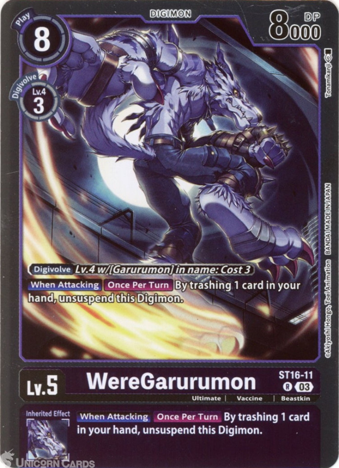 ST16-11 WereGarurumon :: Rare Digimon Card :: ST16: Starter Deck Wolf of  Friendship:: Unicorn Cards - YuGiOh!, Pokemon, Digimon and MTG TCG Cards  for Players and Collectors.