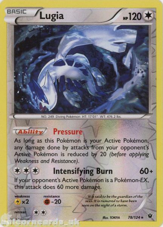 Lugia 78/124 Fates Collide Reverse Holo Mint Pokemon Card Unicorn
