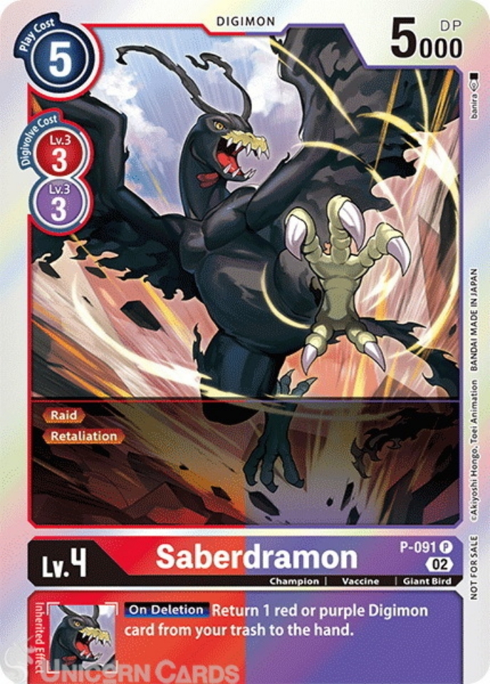 P 091 Saberdramon: Promo Digimon Card: EX05: Animal Colosseum 3rd Anniversary Update Pack