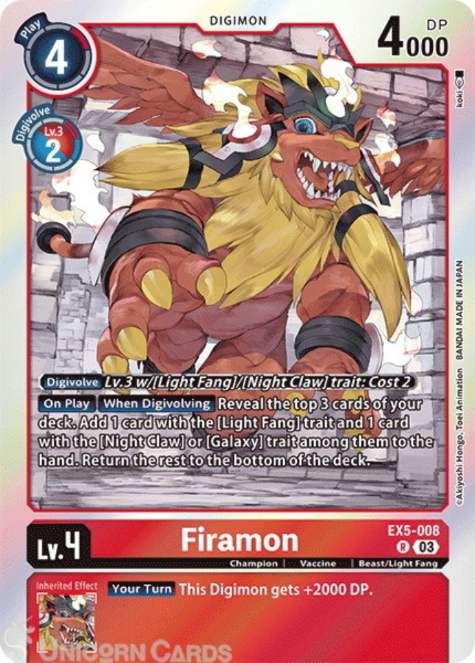 EX5-008 Firamon :: Rare Digimon Card :: EX05: Animal Colosseum ...