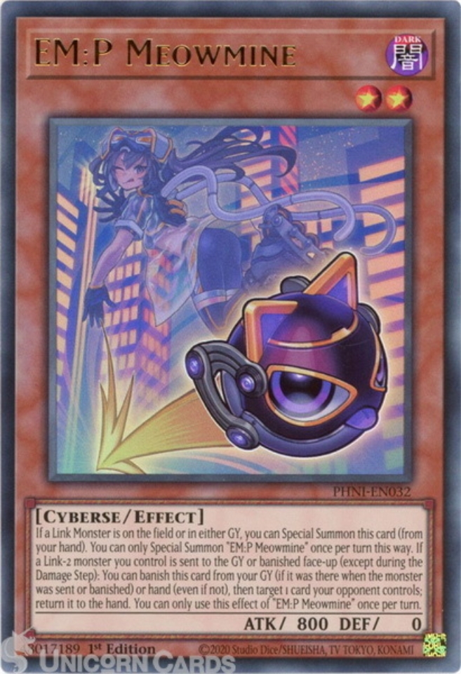PHNI-EN032 EM:P Meowmine :: Ultra Rare 1st Edition YuGiOh Card 