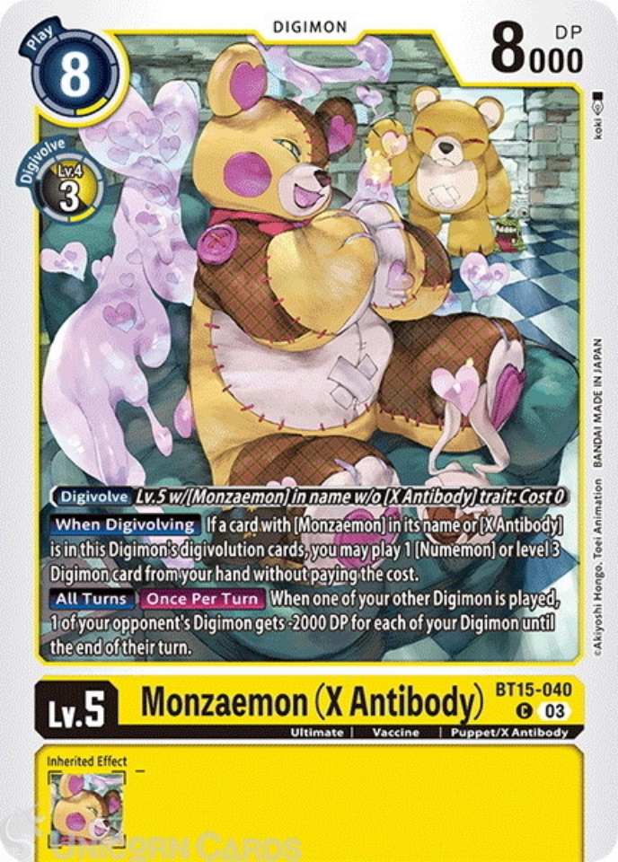 Chocomon BT15-040 Monzaemon (X Antibody) Common Digimon Card : BT-15