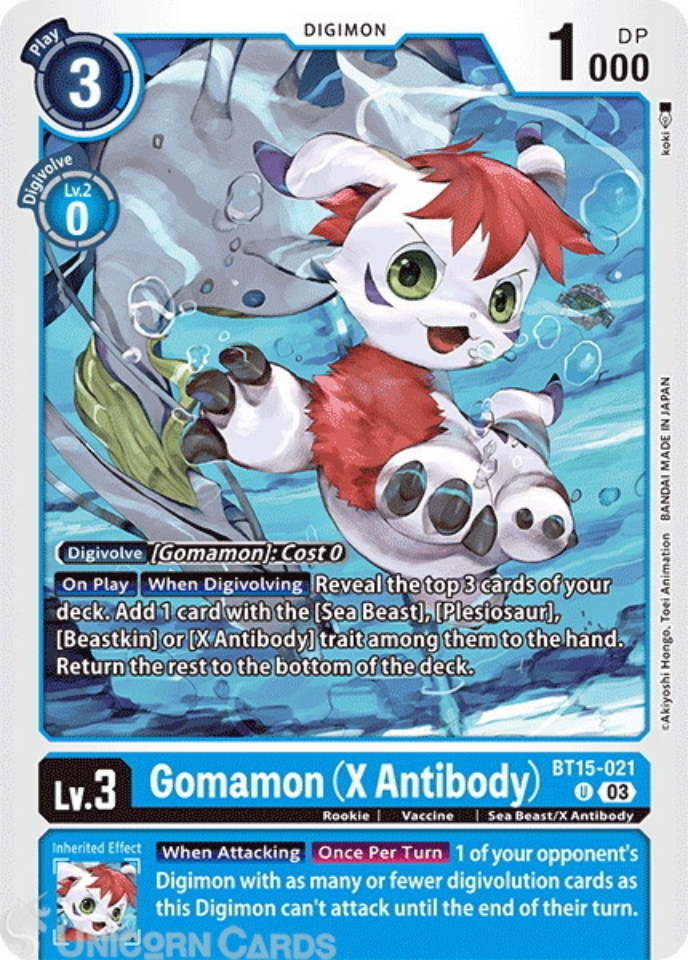 BT15-021 Gomamon (X Antibody) Uncommon Digimon Card : BT-15: Exceed ...