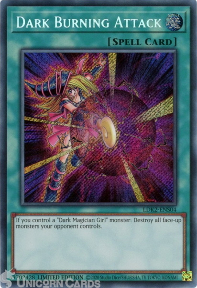 LDK2-ENS04 Dark Burning Attack Secret Rare Limited Edition Mint YuGiOh ...