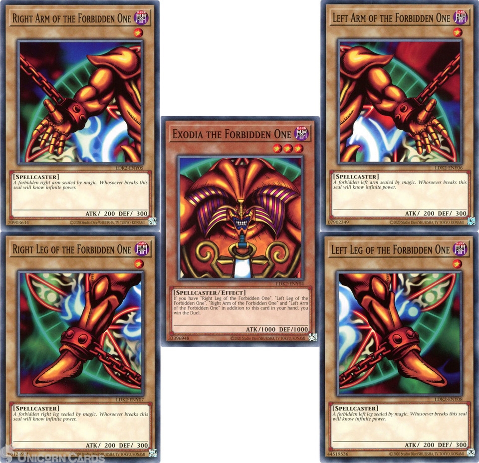 Exodia the Forbidden One Complete Set of 5 Cards UNL 2024 Edition Mint ...