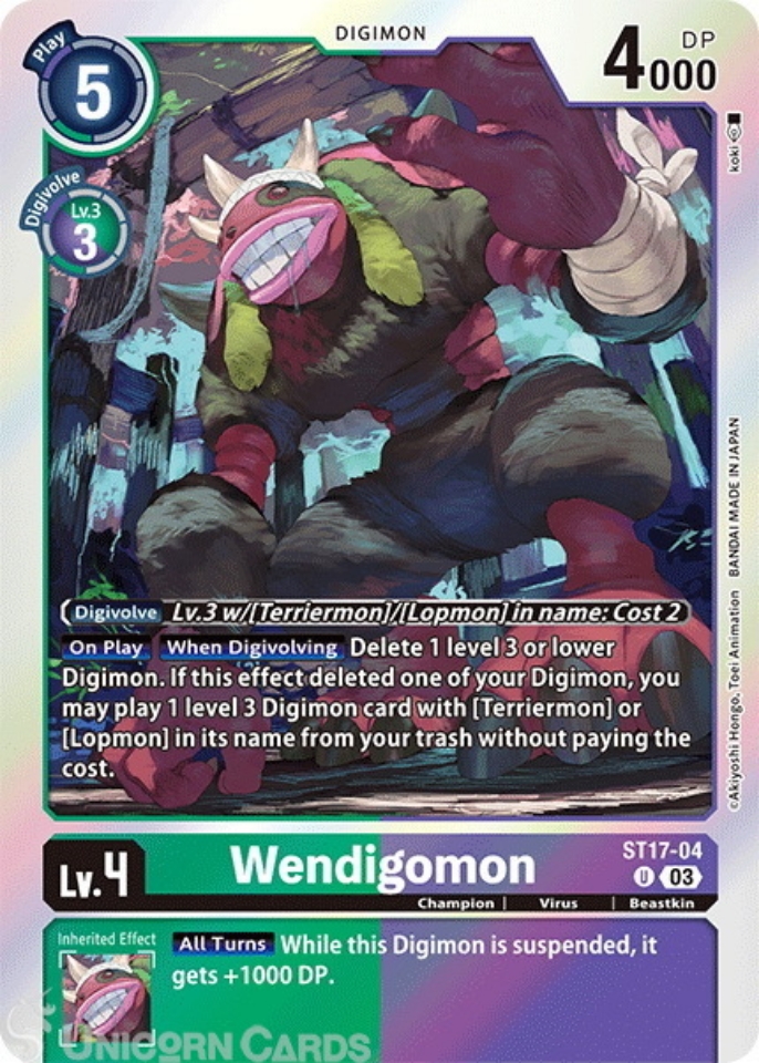 ST17-04 Wendigomon Uncommon Foil Digimon Card : ST17: Advanced Deck Set ...