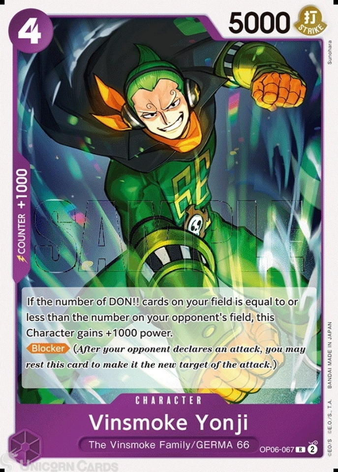 one piece キラカード レアカード 0706 OP06-067 Vinsmoke Yonji : Rare One Piece English TCG Card : OP06