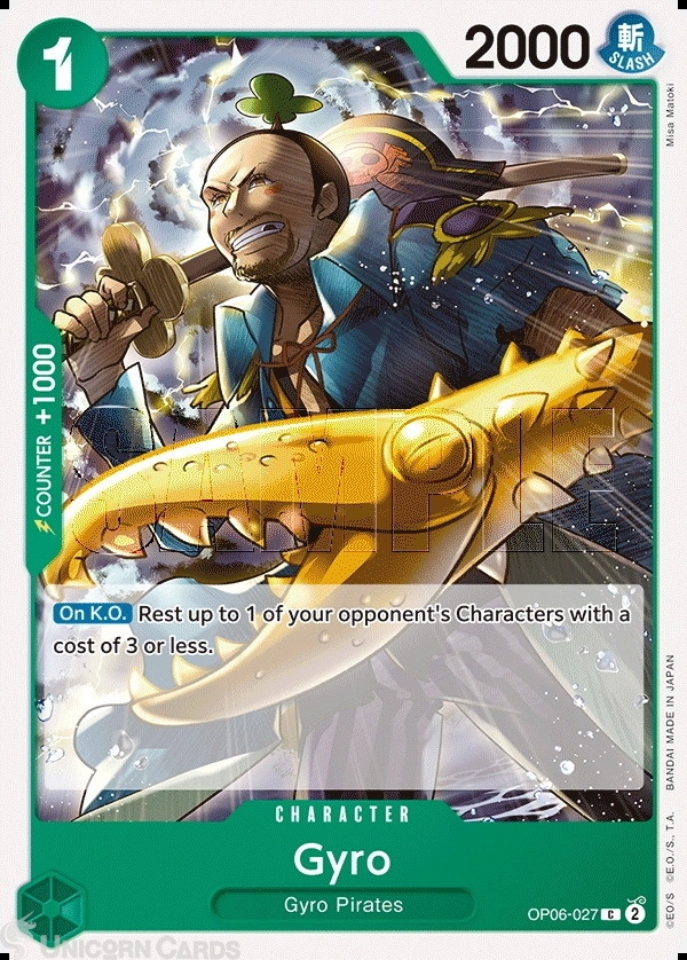 OP06-027 Gyro : Common One Piece English TCG Card : OP06: Wings Of