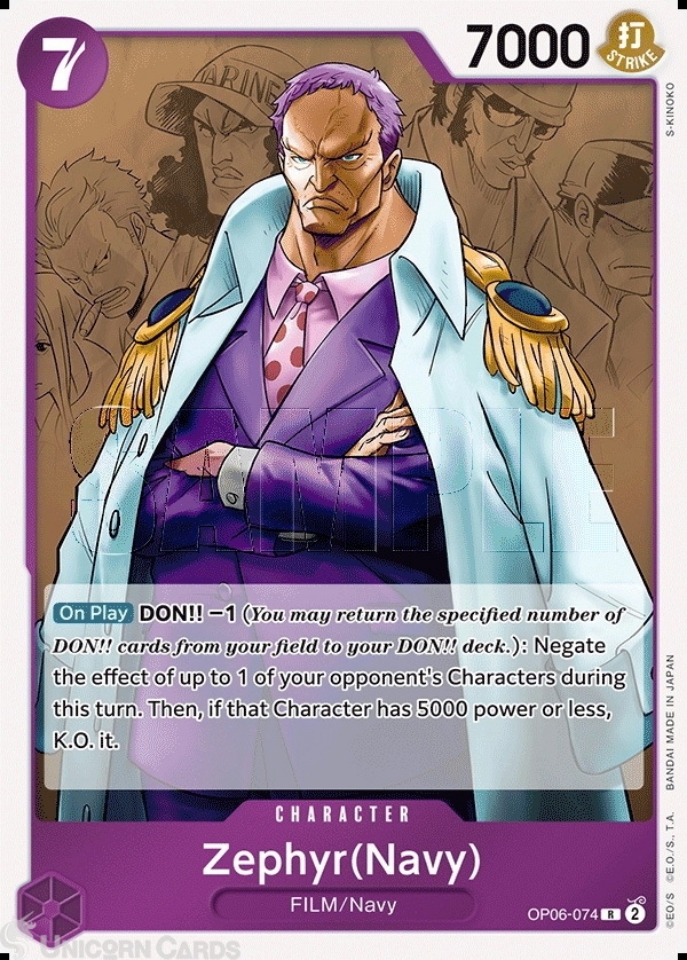 OP06-074 Zephyr (Navy) : Rare One Piece English TCG Card : OP06