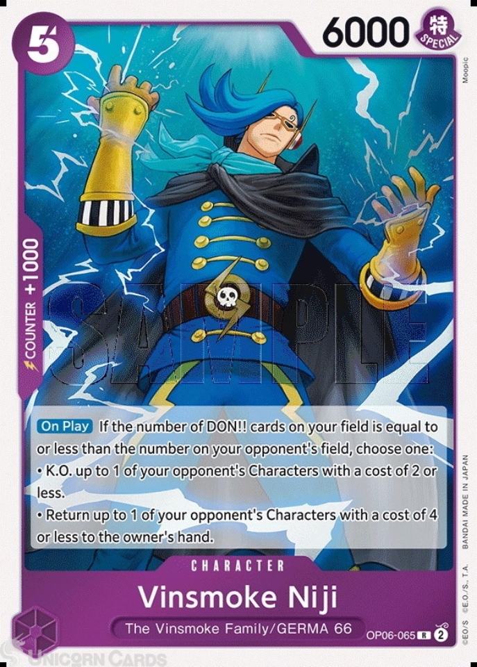 OP06-065 Vinsmoke Niji : Rare One Piece English TCG Card : OP06